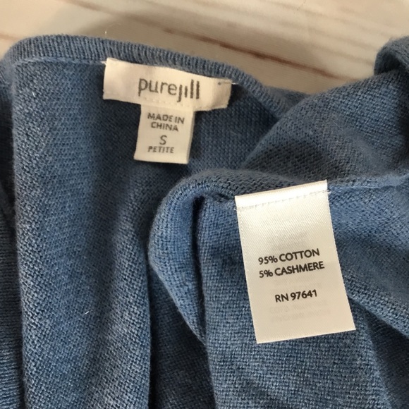 Pure J. Jill Cotton Cashmere Blend Blue Cardigan - Picture 4 of 7